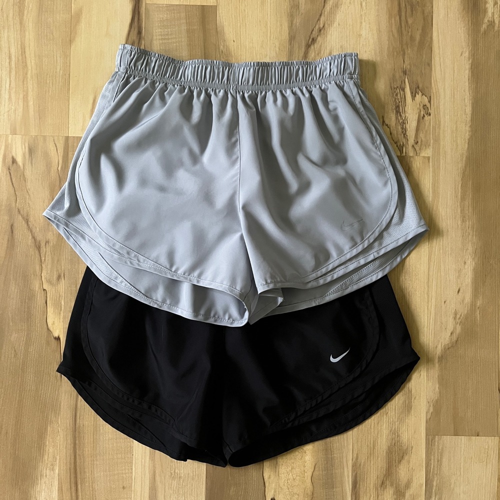 Nike Running Shorts Women's Medium Lot of 2 Black Light Gray Dri-Fit Tempo Gym